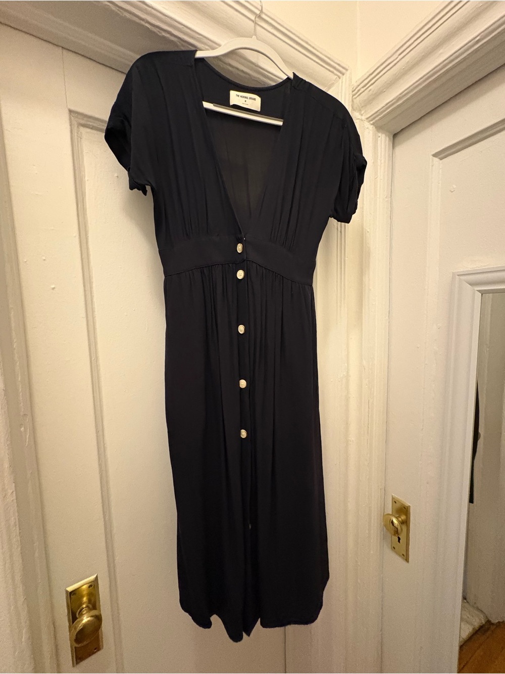 The Normal Brand Black Button-Front Midi Dress